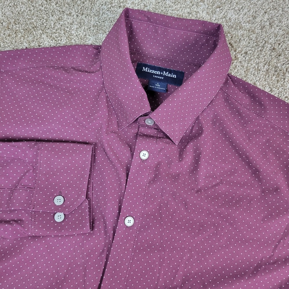 Mizzen+Main‎ Leeward Mens Large Maroon AOP Dots Performance Button Down LS